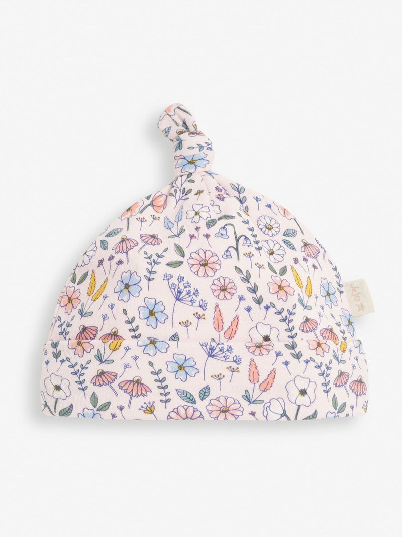 JoJo Maman Bébé Pink Floral Print Cotton Baby Hat