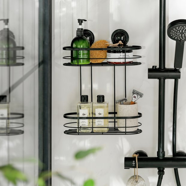 Argos Home suction cup shower caddy black - British product