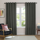 Furn Soft Chenille Blackout Eyelet Curtains - Charcoal - 168x229cm