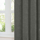 Furn Soft Chenille Blackout Eyelet Curtains - Charcoal - 168x229cm