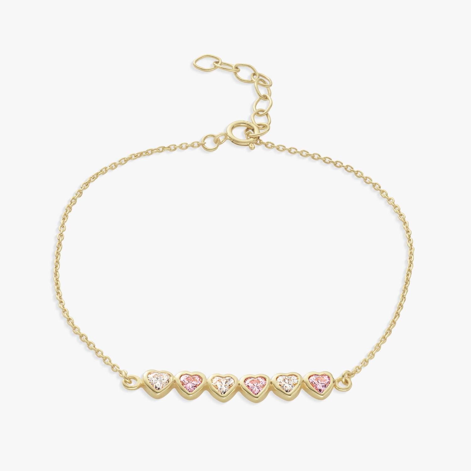 Revere 9ct gold plated heart bracelet 7.5 inch chain, UK version
