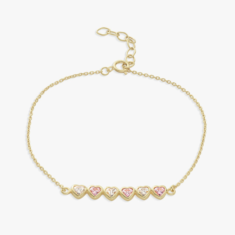 Revere 9ct gold plated heart bracelet 7.5 inch chain, UK version