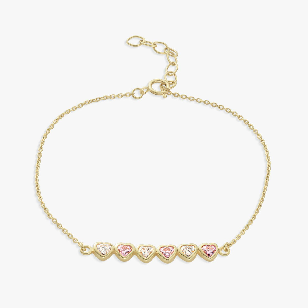 Revere 9ct gold plated heart bracelet 7.5 inch chain, UK version