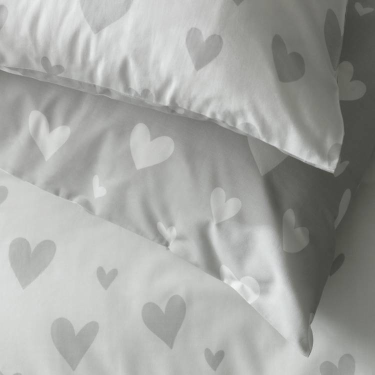 Argos Home hearts grey white bedding set single - British product