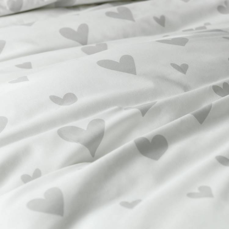 Argos Home hearts grey white bedding set single - British product