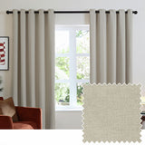 Furn Soft Chenille Blackout Eyelet Curtains - Natural - 229x137cm