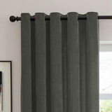 Furn Soft Chenille Blackout Eyelet Curtains - Charcoal - 229x183cm