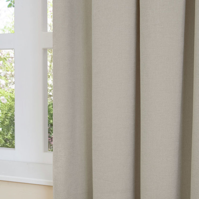 Furn Soft Chenille Blackout Eyelet Curtains - Natural - 229x183cm
