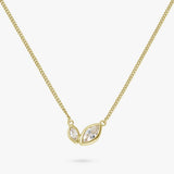 Revere gold-plated silver double marquise necklace with cubic zirconia - British product