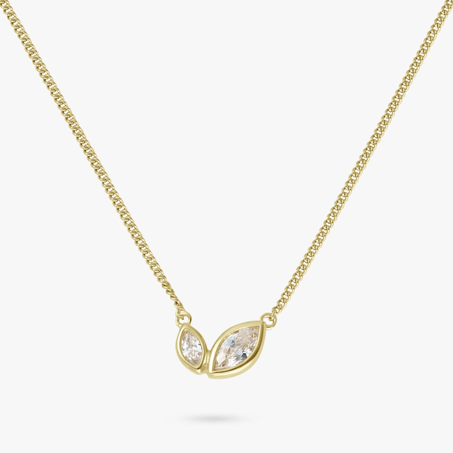 Revere gold-plated silver double marquise necklace with cubic zirconia - British product