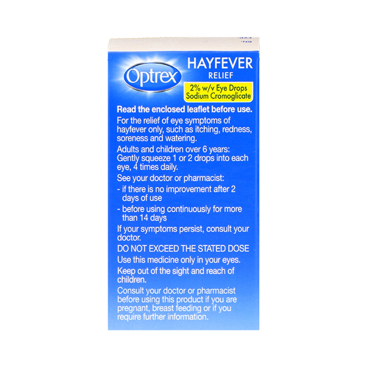 Optrex hayfever relief eye drops 10ml, imported from the UK