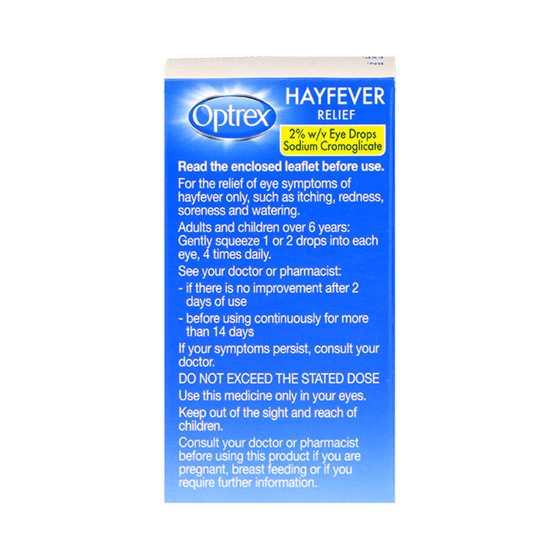 Optrex hayfever relief eye drops 10ml, imported from the UK