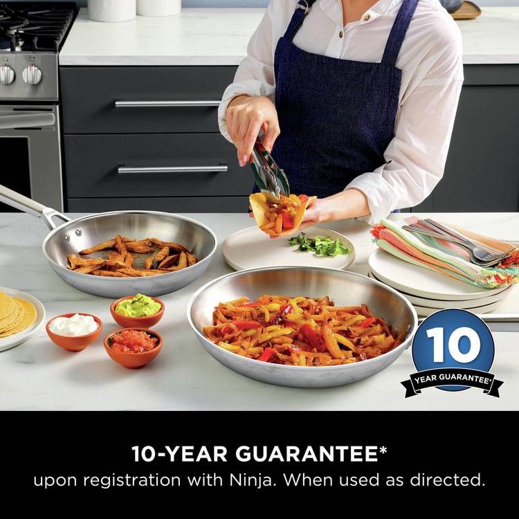 Ninja 2 piece stainless steel frying pan set 24cm 28cm - British product