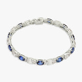 Revere sterling silver tennis bracelet with blue sapphire and cubic zirconia 7.5in (British brand)
