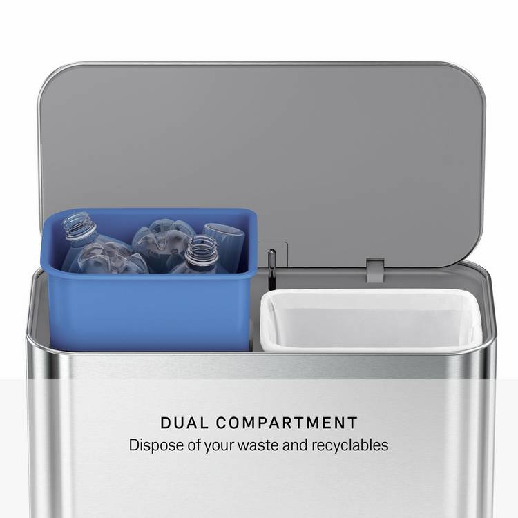 Simplehuman mini recycler pedal bin stainless steel 15 litre, imported from the UK