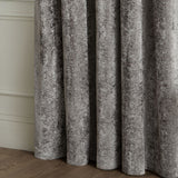 Paoletti Lustre Velvet Eyelet Curtains - Pewter - 168x183cm