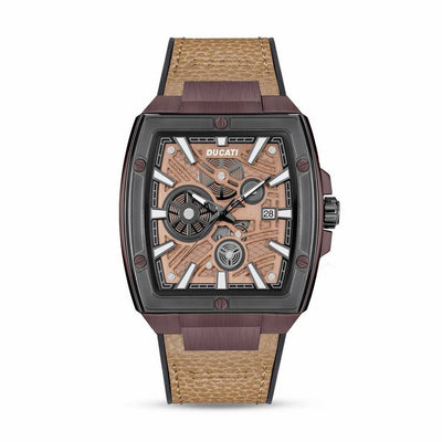 Argos Ducati Rectangular Case Tan Leather Strap Watch- Buy online at McGrocer
