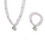 Flitzy Kids pastel bead heart charm necklace and bracelet set, imported from the UK