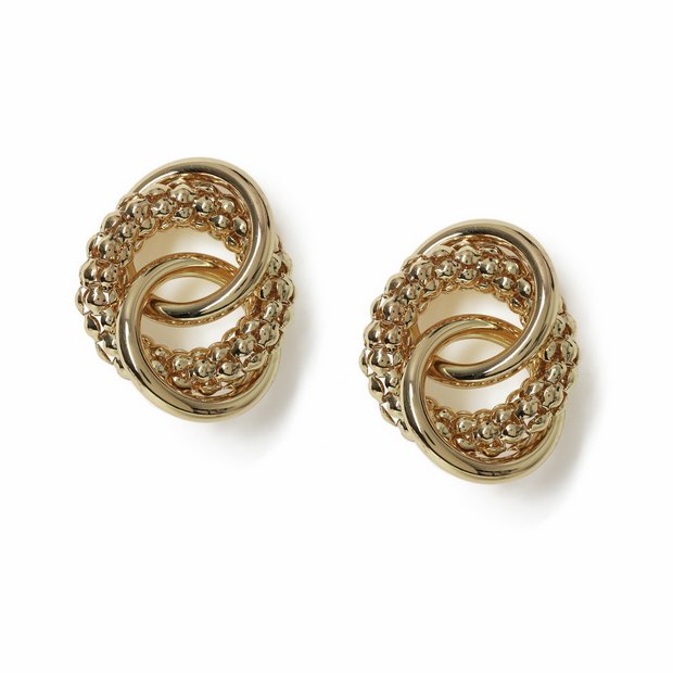 Freedom gold-tone stud earrings textured knot 20mm, UK version