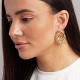 Freedom gold-tone stud earrings textured knot 20mm, UK version