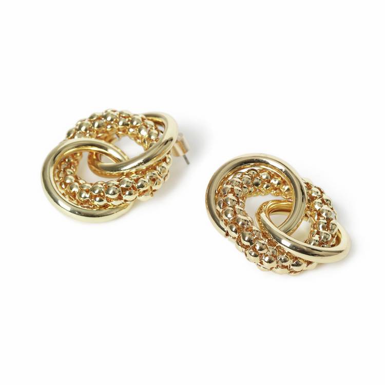 Freedom gold-tone stud earrings textured knot 20mm, UK version