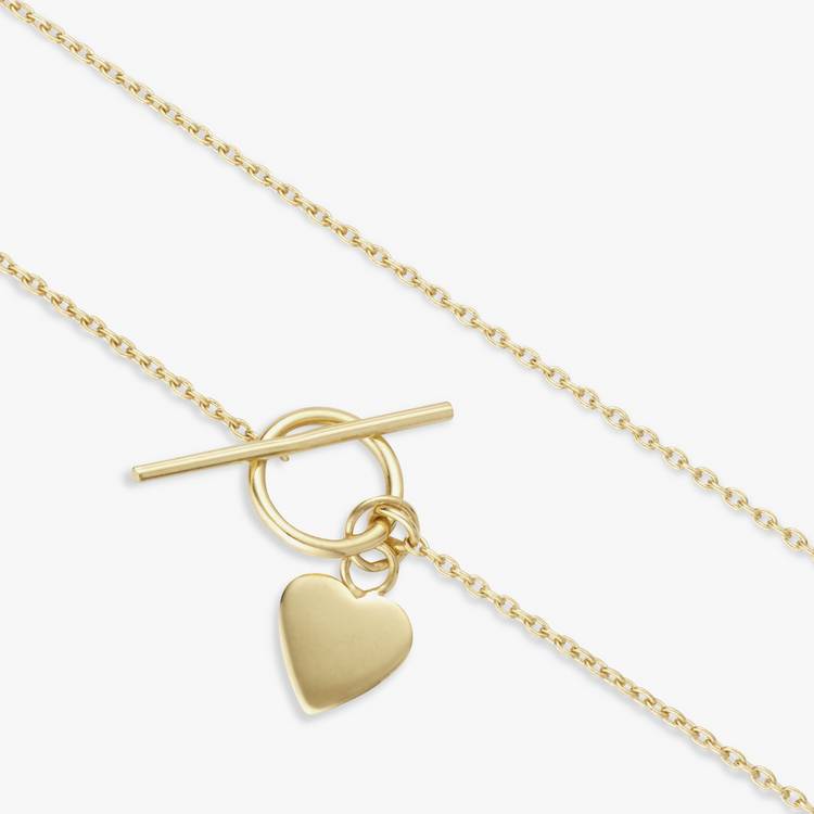 Revere heart T-bar pendant necklace 20 inch, imported from the UK