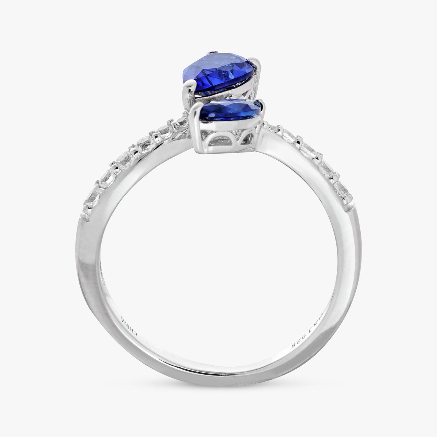 Revere Sterling Silver Sapphire Stone Crossover Ring- Medium