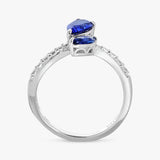 Revere Sterling Silver Sapphire Stone Crossover Ring- Medium