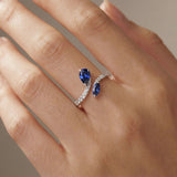 Revere Sterling Silver Sapphire Stone Crossover Ring- Medium