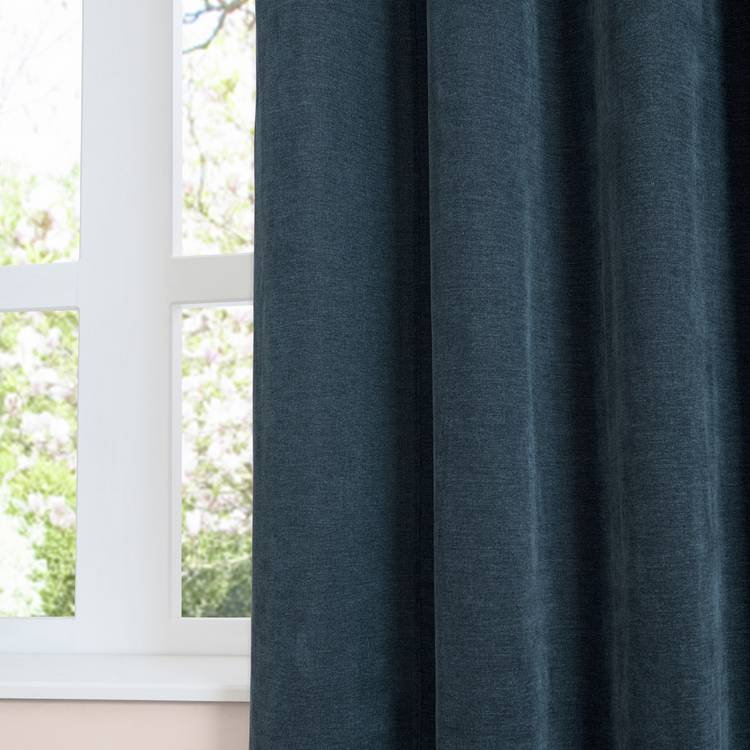 Furn soft chenille blackout curtains navy 117x137cm, imported from the UK