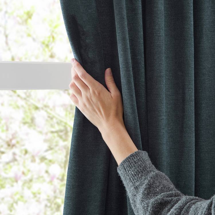Furn soft chenille blackout curtains navy 117x137cm, imported from the UK