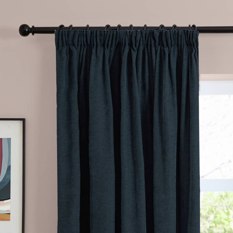 Furn soft chenille blackout curtains navy 117x137cm, imported from the UK