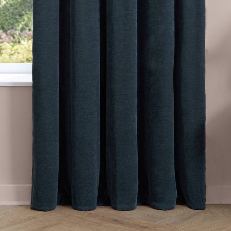 Furn soft chenille blackout curtains navy 117x137cm, imported from the UK