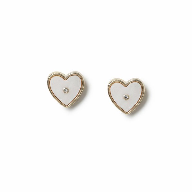 Flitzy white heart stud earrings for kids 10mm - British product
