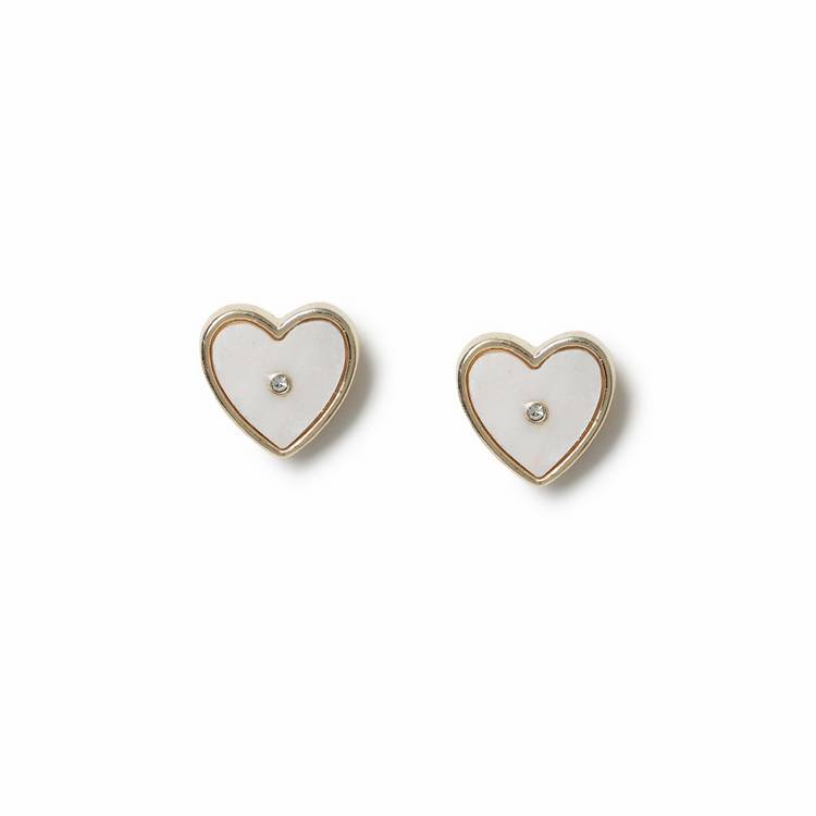 Flitzy white heart stud earrings for kids 10mm - British product