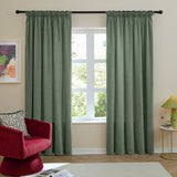 Furn Soft Chenille Blackout Pencil Pleat Curtains - Green - 229x229cm