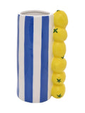 Widdop blue lemon striped ceramic vase 21cm, imported from the UK