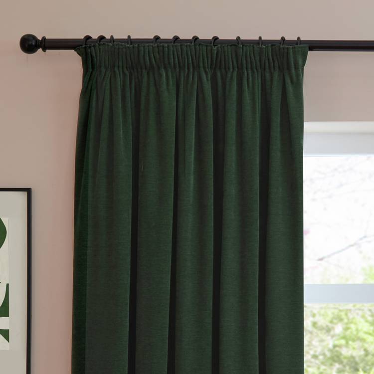 Furn soft chenille pencil pleat blackout curtains 117x137cm (British brand)