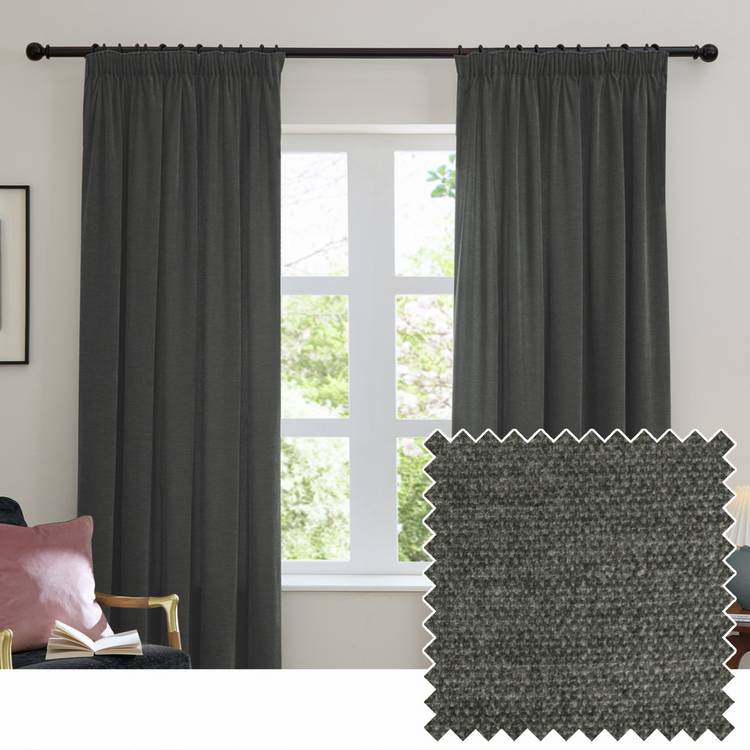 Furn soft chenille blackout curtains charcoal 117x137cm, imported from the UK