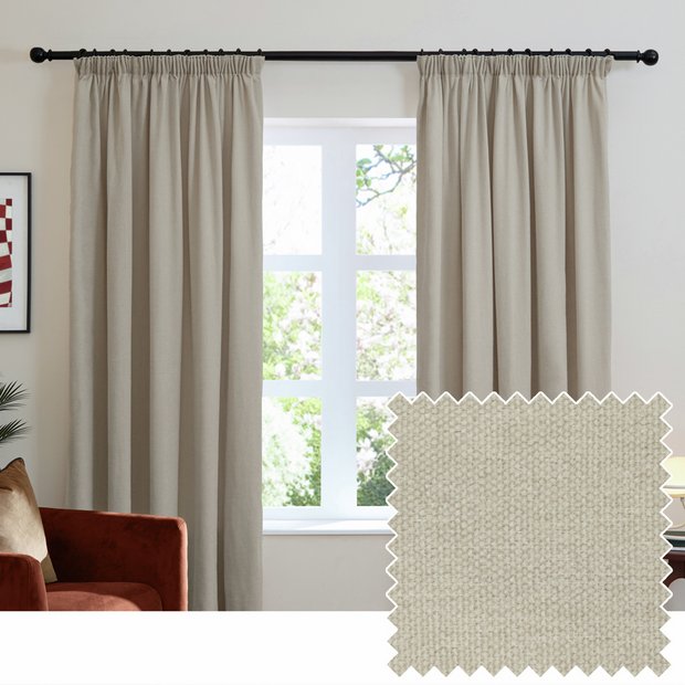 Furn soft chenille blackout curtain natural 117x137cm (British brand)