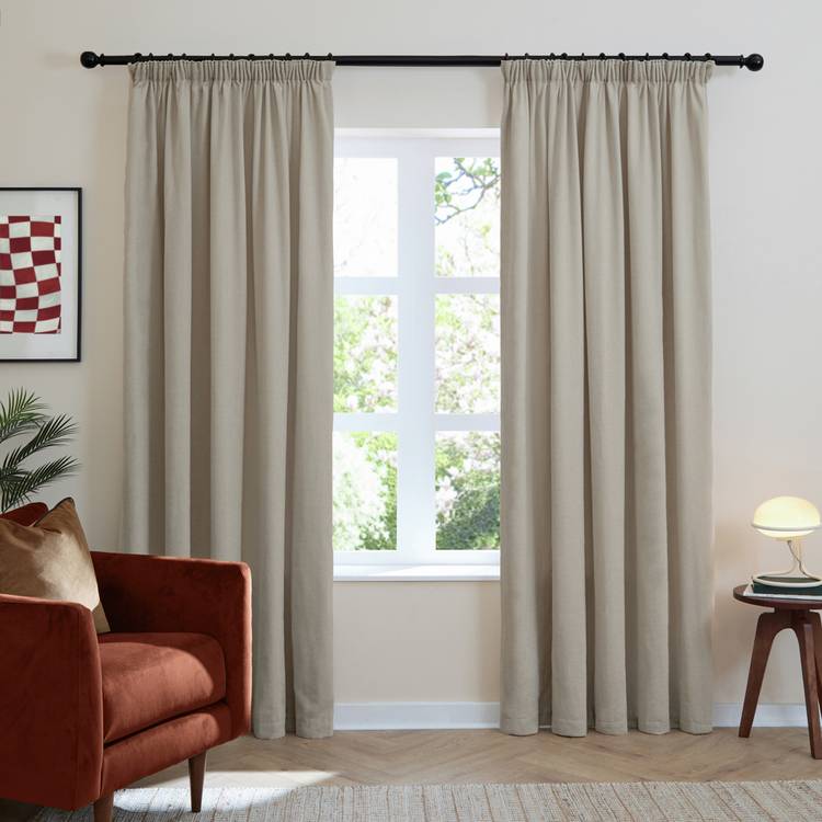Furn soft chenille blackout curtain natural 117x137cm (British brand)