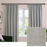 Furn Soft Chenille Blackout Pencil Pleat Curtains - Silver - 117x183cm