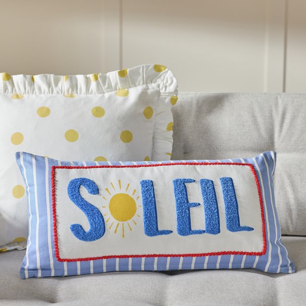 Argos Home Soleil textured cushion sky blue 30x60cm, UK version