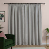 Furn Soft Chenille Blackout Pencil Pleat Curtains - Silver - 168x183cm