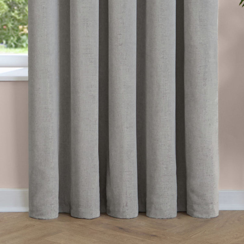 Furn Soft Chenille Blackout Pencil Pleat Curtains - Silver - 168x183cm