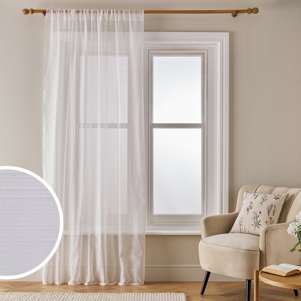 Argos Home white voile curtain 140x137cm, imported from the UK