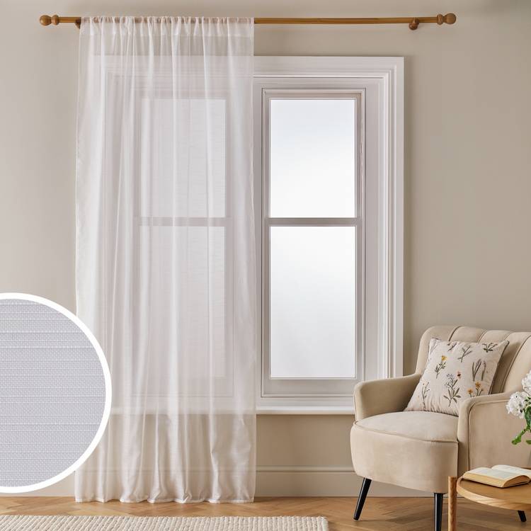 Argos Home white voile curtain 140x137cm, imported from the UK