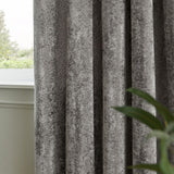 Paoletti Lustre Velvet Eyelet Curtains - Pewter - 117x183cm