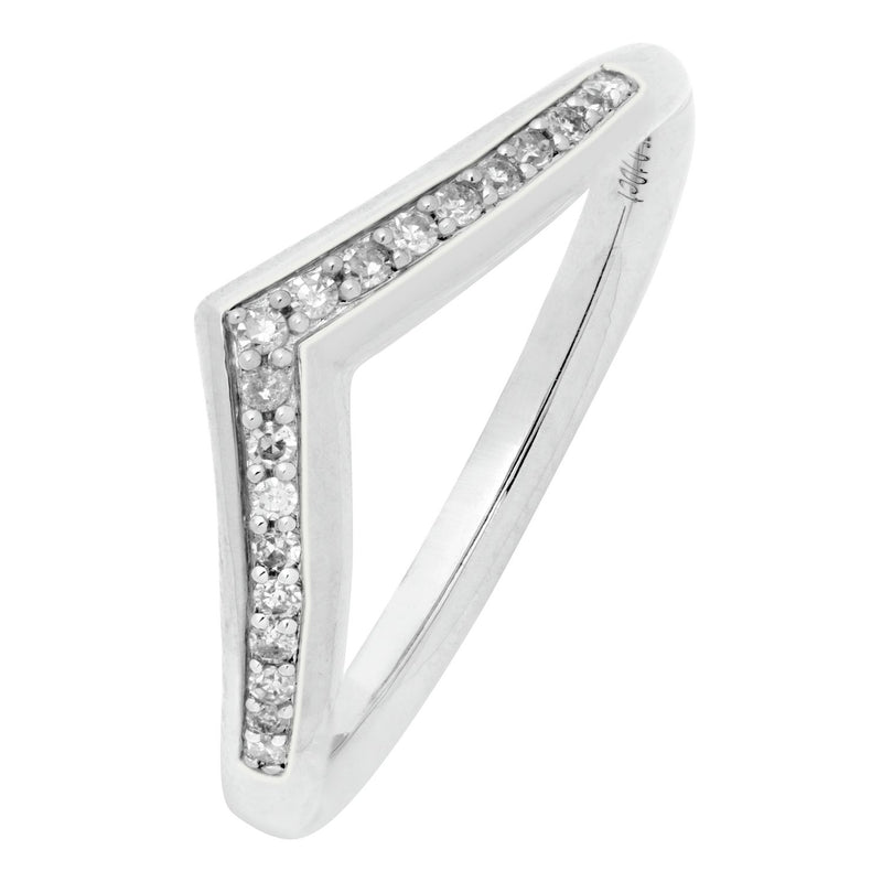 Revere 9ct White Gold 0.10ct Diamond Wedding Ring - O