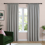 Furn Soft Chenille Blackout Pencil Pleat Curtains - Silver - 229x229cm